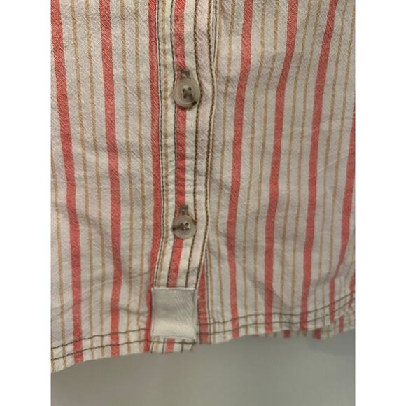 Free People We The Free Striped Red Oxford Crop Button Front XS Boxy Top Shirt - Picture 7 of 10